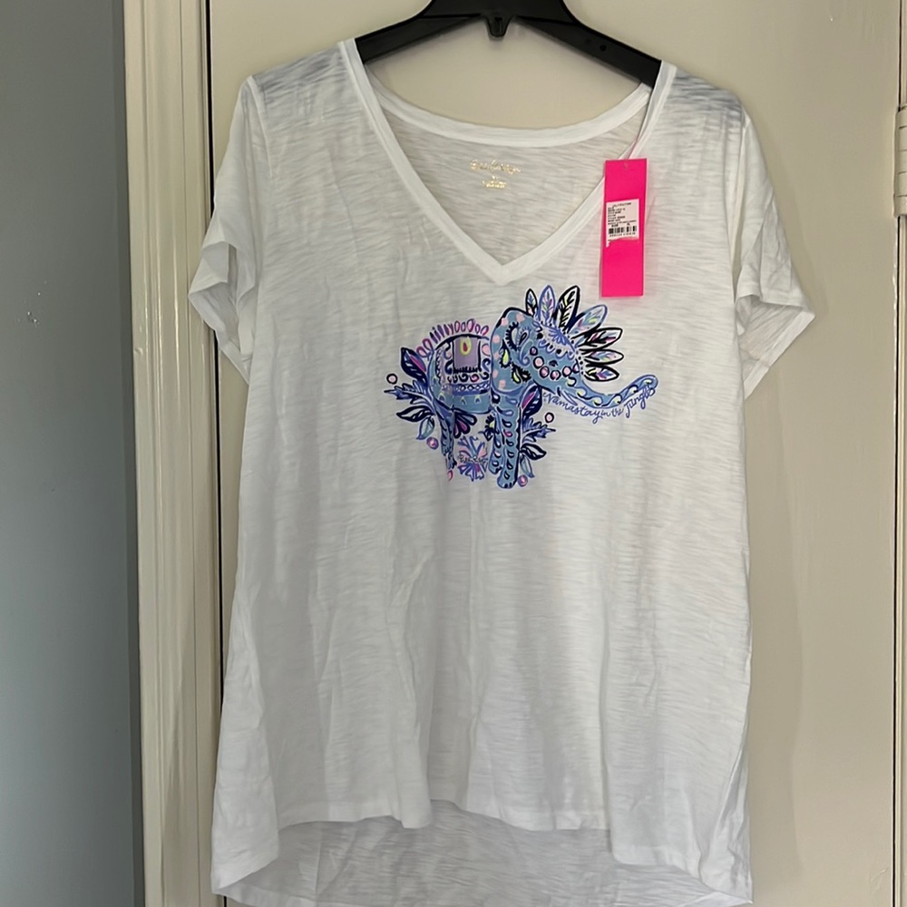 Lilly Pulitzer Etta Top namaste in the jungle XL